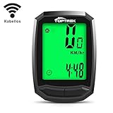 toptrek Fahrradcomputer Kabellos 13 Funktionen Fahrradtacho IPX7 wasserdichte Radcomputer LCD-Hintergrundbeleuchtung Kilometerzähler für Radsport Realtime Speed Track