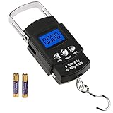 Buluri Gepäckwaagen Tragbare Reisen Fischfangwaage 110Ib / 50kg Hintergrundbeleuchtung LCD-Bildschirm Elektronische Waage Digitale Fisch Haken Skala mit 1M Maßband Herrscher