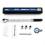 S&R Drehmomentschlüssel 28-210 Nm Set: 1/2' Drehmoment-Schlüssel 460 mm mit 1/2' Verlängerung 125 mm und 3 Stecknüssen 17mm, 19mm, 21mm ; Bruchfest Reifenschlüssel Steck-Einsätze Nüsse