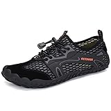 Dannto Herren Damen Wanderschuhe Trekkingschuhe Anti-Rutsch Super Atmung Wanderstiefel Sportlich Bequem Sommer LeichtOutdoor Fitnessschuhe Hiking Sneaker Barfußschuhe（Schwarz,43