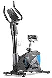 Hop-Sport Heimtrainer Fahrrad HS-090H inkl. Unterlegmatte - Ergometer mit App-Steuerung, 12 Trainingsprogrammen, 32 computergesteuerten Widerstandsstufen - Fitnessbike max. Nutzergewicht 150 kg Blau