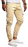 Leif Nelson Herren Hose Jeans Jeanshose Chino Cargo Chinohose Jogger Freizeithose Slim Fit LN9285; W32L30, Camel/Beige