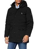 Tommy Hilfiger Herren Removable Fur Hooded Parka Jacke, Black, L