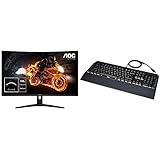 AOC Gaming C32G1 80 cm (31,5 Zoll) Curved Monitor (1ms Reaktionszeit, DisplayPort, 144 Hz, 1920 x 1080 Pixel) schwarz & Amazon Basics - Programmierbare mechanische PC-Gaming-Tastatur