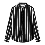 Hemd Herren Slim Fit | Sannysis Männer Longsleeve Streifen Hemden Freizeithemd Businesshemd Lässige Poloshirt Anzug Tops