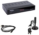 Xoro HRT 8730 KIT Full HD HEVC DVB-T/T2 Receiver (H.265, HDTV, HDMI mit Kabel, kartenloses Irdeto-Zugangssystem für Freenet TV, Mediaplayer, PVR Ready, USB 2.0, 12V, Antenne) schwarz