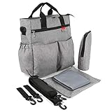 Baby Wickelrucksack Mama Umhängetasche Handtasche Tragbar Große Kapazität für Flasche Windeln Babykleidung(Grau)