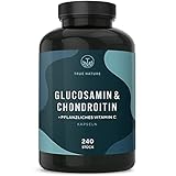 TRUE NATURE® Glucosamin & Chondroitin + Vitamin C - 240 Kapseln - Extrem Hochdosiert mit 3160mg pro Tagesdosis - fördert Kollagenbildung - Pharmazeutische Qualität - Laborgeprüft - Deutsche Produktion