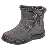 Xmiral Damen Schneeschuhe Flauschiger Reißverschluss wasserdichte Und Warme Stiefel Stiefeletten(43,Grau)