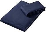 Amazon Basics Towels, Mikrofaser, Schwarz/Blau, 180 x 90 cm (Badetuch) 80 x 40 cm (Handtuch)