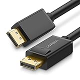 UGREEN Displayport Kabel HD 4K DisplayPort auf DisplayPort Kabel DP 1.2v Audio Video Adapterkabel unterstützt für HDTV, Beamer, Monitor, Grafikkarte, Vergoldete Kontakte mit Verriegelung (2m)