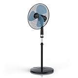 Brandson - Standventilator 40cm - Ventilator höhenverstellbar bis 122 cm - mobiler Lüfter - hoher Luftdurchsatz - 3 Geschwindigkeitsstufen - Oszillationsfunktion 80°