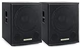 Pronomic SA-15 SUB Aktiv Subwoofer 2x Set - 15' Speaker mit Bassreflex-Öffnungen - 700 Watt Spitzenleistung - max. SPL: 128 dB - 35mm-Flansch - schwarz