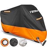 Favoto [Verbesserte Version] Wasserdicht Motorradabdeckung Motorrad Abdeckplane Outdoor Motorradgarage Motorroller Abdeckung Winddicht XXXL mit 2 Gürtelschnalle