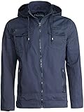 Trisens Herren ÜBERGANGSJACKE Military Style Kapuze Jacke Army Fliegerjacke, Farbe:Dunkelblau, Größe:M