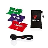 VIA FORTIS® Fitnessbänder Set inkl. Türanker und Tasche - 3 Fitnessbänder in verschiedenen Stärken für Yoga, Muskelaufbau, Gymnastik, Reha UVM.