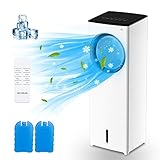 Mobile Klimagerät, MELOPHY 4 in 1 Luftkühler, Mobile Klimaanlage mit 8 H Timer, Ventilator mit Leise Kühlung für Kinder, Air Cooler mit Fernbedienung, 3 Modi,LED Display, für Büro und Zuhause