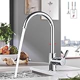 BONADE Küchenarmatur Niederdruck Wasserhahn Küche Messing Spültischarmatur 360° Schwenkbare Mischbatterie Einhebel Spültischbatterie für Spülbecken, chrom
