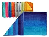 Dyckhoff Bio-Handtuchserie „Colori“ - erhältlich in 8 brillanten Farbkombinationen und 3 verschiedenen Größen – hochwertig verarbeitet und mit praktischem Kordelaufhänger, Handtuch 50 x 100 cm, blau