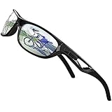 ATTCL Herren Sonnenbrille Polarisierter Sports Fahren Golf Laufen Superleichtes Rahmen (Schwarz-Silber 306)