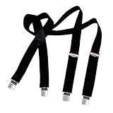 DonDon Herren Hosenträger 3,5 cm breit mit 4 extra starken matt gebürsteten Clips in X-Form schwarz