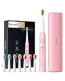 Elektrische Zahnbürste Fairywill 5 Modi Elektrische Schallzahnbürste mit Rosa Reise-Etui 8 Aufsteckbürsten, 2 Minuten Timer, 4 Stunden USB-Aufladung für 30 Tage, IPX7 Wasserdicht,Paket Kann Variieren