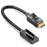 deleyCON 0,15m DisplayPort zu HDMI Adapter-Kabel - 4K 2160p 1080p 3D Audioübertragung - DP Stecker auf HDMI Buchse - vergoldet - TV PC MAC - Schwarz