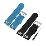 WEINISITE 26 mm Silikon verstellbares Ersatzband Armband für Garmin Fenix 5X GPS Watch (Schwarz+Blau)
