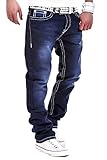 MT Styles Jeans Straight-Fit Hose RJ-133 [Dunkelblau, W34/L32]