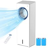 Mobile Klimaanlage ohne abluftschlauch 4 In 1 Klimageräte Leise 80W Luftkühler Mobil Klima mit Fernbedienung Luftbefeuchter Wasserkühlung automatisch oszillierend, 8H Timer 3 Stufen Luftreiniger
