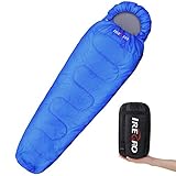 IREGRO Schlafsack, 800g Leicht Camping Schlafsack, Outdoor Mumienschlafsäcke, Kompakt, Wasserdicht, Warm, Perfekt Sommerschlafsack für Erwachsene, Kinder, Camping, Wandern, Sommerlager, 220 X 80 cm