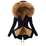 JURTEE Damen Winterjacke,Wintermantel Lange Daunenjacke Jacke Outwear Winter Warm Trenchcoat mit Abnehmbarer Pelzkragen Parka Outwear Mäntel