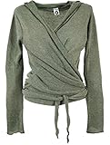 GURU SHOP Wickelshirt, Baumwollstrick Pullover, Wickeljacke, Damen, Helles Khakigrün, Baumwolle, Size:M (38), Pullover, Longsleeves & Sweatshirts Alternative Bekleidung