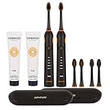 ZAHNHELD Doppelpack Sparpaket (2x Schallzahnbürste GERO + Paladin Lite + Orbimed Pur) elektrische Schall-Zahnbürsten GERO (6x Wechselköpfe) Timer, 5 Putzmodi, 6 Wochen Akku, aufladbar, wasserdicht