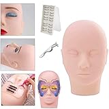 MYSWEETY Schminke Trainingsköpfe Mannequin Kopf Praxis Make Up Dummy Modell Köpfe, Schminkkopf Massage Trainingspraxis Kopf mit Wimpernzange und 10 Paar Wimpern