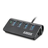 Anker Aluminum USB 3.0 4-Port Hub, Hub mit 0.6 m USB 3.0 Kabel designt für Apple MacBook, Macbook Air, Macbook Pro, MacMini, iMac, und weiteren USB 3.0 Geräten (Schwarz)