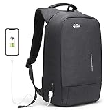 Fresion Anti-diebstahl Laptop Rucksack mit USB Ladeanschluss, Laptop Business Rucksäcke für Arbeit Reisen, Herren Rucksack diebstahlsicher Schul-Rucksack für 15,6 Zoll Notebook Computer Dunkelgrau