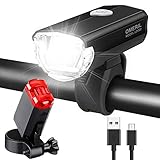 OMERIL LED Fahrradlicht Set Fahrradbeleuchtung STVZO Zugelassen Fahrradlampe Aluminium USB Aufladbar und Wasserdicht Fahrrad Licht mit Vorne und Rücklicht. Sturdy & Duragable