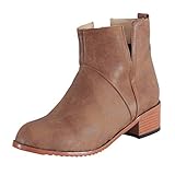 Dorical Ankle Stiefeletten Damen Kurzschaft Flach Stiefel Low Cutout Stiefeletten Kunstleder Mit Absatz Kurze Slip on Boots für Frauen Gr 35-43(Gelb,40 EU)