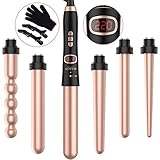 Lockenstab Set 6 in 1 BESTOPE Lockenstäbe Einstellbare Temperatur Lockenwickler mit LCD Display Welleneisen Keramikbeschichtung Curling Wand für alle Frisuren Lockenstyling