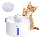 isYoung Katzenbrunnen, 2L Wasser Trinkbrunnen für Katzen und kleine Hunde mit Filter, Pumpe, Sichtfenster, intelligentem LED-Licht Super Leise und Automatisch Katzentrinkbrunnen