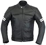 GearX Franklin Leder Motorrad Jacke Motorradfahrer Männer Schutz Mantel - schwarz, XL