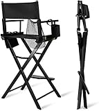 Mulple Portable Make-up Stuhl, Klappbar Regiestuhl aus Holz mit Seite Taschen, Campingstuhl, Malerstuhl, Klappstuhl Hochstuhl aus Holz