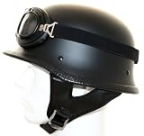 ATO-Helme Oldtimer Motorradhelm mit Fliegerbrille Wehrmachtshelm (M 57/58cm, Schwarz matt)