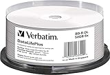 VERBATIM BD-R DL Blu-ray Rohlinge 50 GB I Blu-ray-Disc mit 6-facher Schreibgeschwindigkeit I 25er-Pack Spindel I großflächig bedruckbar I Blu-ray-Disks für Video- und Audiodateien