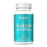 BIOMENTA Hyaluronsäure – Premiumqualität - 400 mg Hyaluron hochdosiert mit 500-700 kDa – vegan & ohne Trennmittel - 3 Monatskur - 90 Hyaluronsäurekapseln