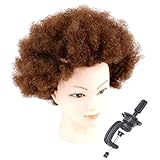 MagiDeal Frau Übungskopf Frisierkopf Friseur Übungsköpfe mit Echthaar Afro Perücke, Mannequin Kopf mit Klemme - M