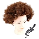 MagiDeal Frau Übungskopf Frisierkopf Friseur Übungsköpfe mit Echthaar Afro Perücke, Mannequin Kopf mit Klemme - M