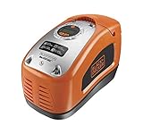 Black+Decker Kompressor (11 bar / 160PSI, Luftpumpe, digitale Druckeinstellung, Kabelfächer, beleuchtete Skala, inklusive 3 Ventil-Aufsätzen, Einstellring für BAR-Zahl, Automatikabschaltung, ASI300) mehrfarbig rot/schwarz