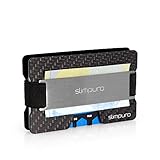 SLIMPURO® Kreditkartenetui mit Münzfach ATTO-Carbon Slim-Wallet mit Aluminium CoinCard – RFID Schutz - Kartenetui mit Geldklammer - Mini Geldbörse Geldbeutel - Designed in Germany (Silber Metal)